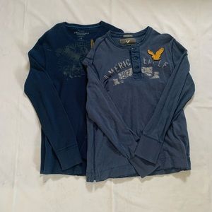 American Eagle Navy Long Sleeve Shirts